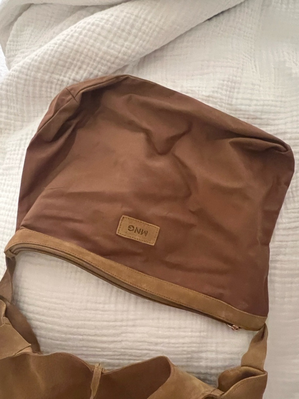Mango Camel Suede Leather Tote Bag - Picture 8 of 9